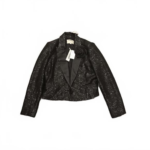 L'Agence Kenzie Black Sequin Blazer with Satin Lapels sz 8 - Picture 5 of 9